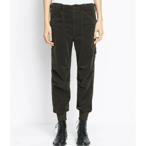 VINCE Slouchy Corduroy Military Pants Slim Fit in Olive - Picture 2 of 16